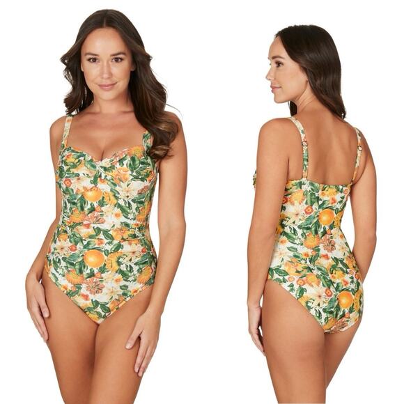 Nip Tuck Joanne one piece Citrus blend twist front citrus print Sz 4 Resort Wear - Picture 1 of 9